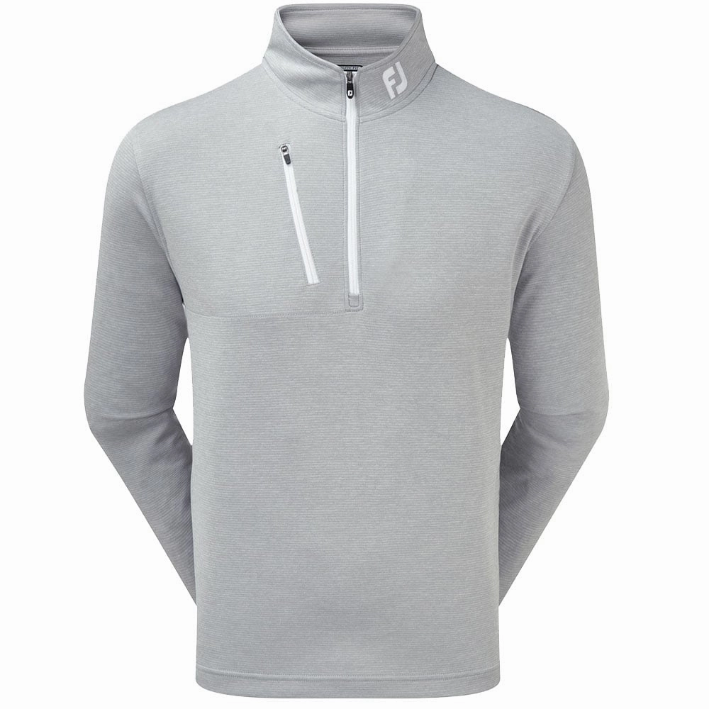 comfort test Sporty essentials FootJoy Heather Pinstripe Chill-Out 1/2 Zip Pullover - Grey/White