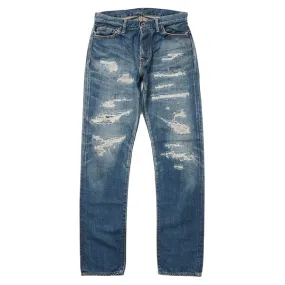 DEPSEA / DP001 Straight 5P Denim Pants - Vintage finish Breathable Fit Street Fashion Breathable
