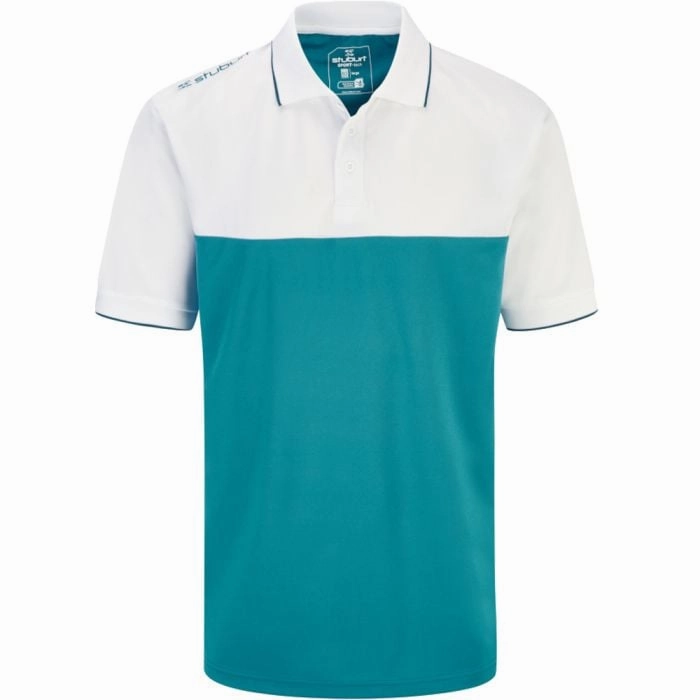 Stuburt Evolve Duo Block Polo Shirt - Blue Steel Moisture Wicking Technology Stretchable Collar Band