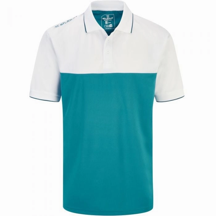 Office Wear Flexible Ribbed Neckline Stuburt Evolve Duo Block Polo Shirt - Blue Steel