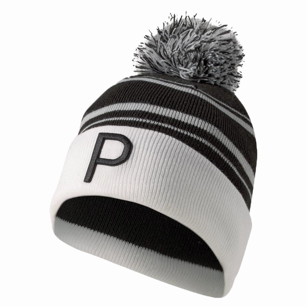 Embroidered Detail family event Puma P Removable Pom Beanie Hat - Puma Black/Bright White