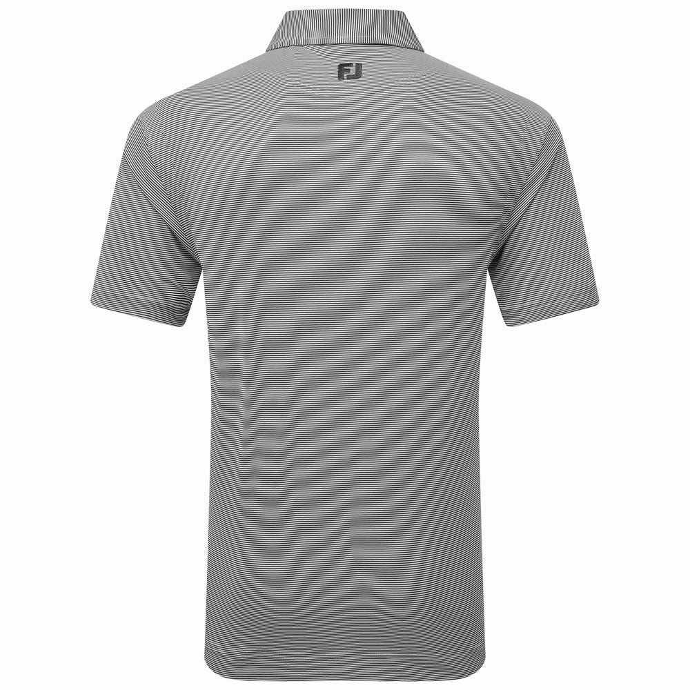 FootJoy Micro Feeder Stripe Lisle Polo Shirt - Black/Grey Cozy Wearable