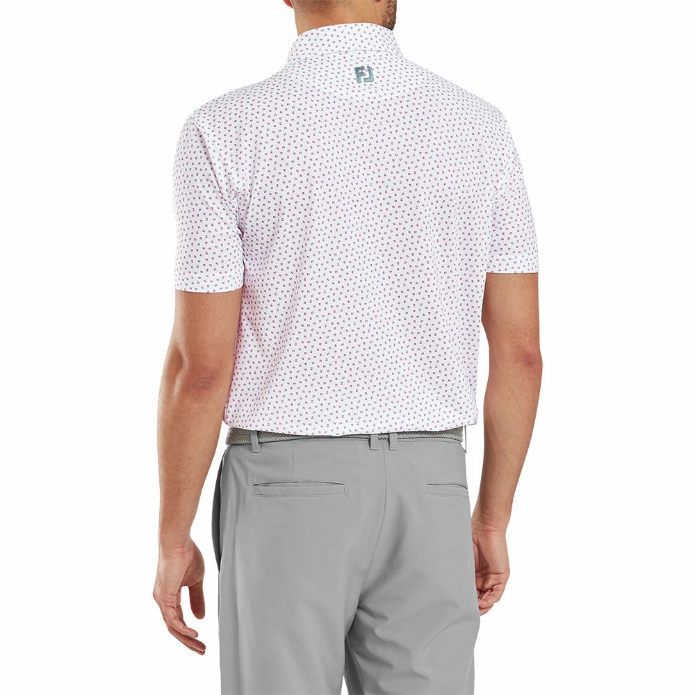 FootJoy Bounce Print Pique Polo Shirt - White/Hibiscus/Flint Minimalist Wear Elegant