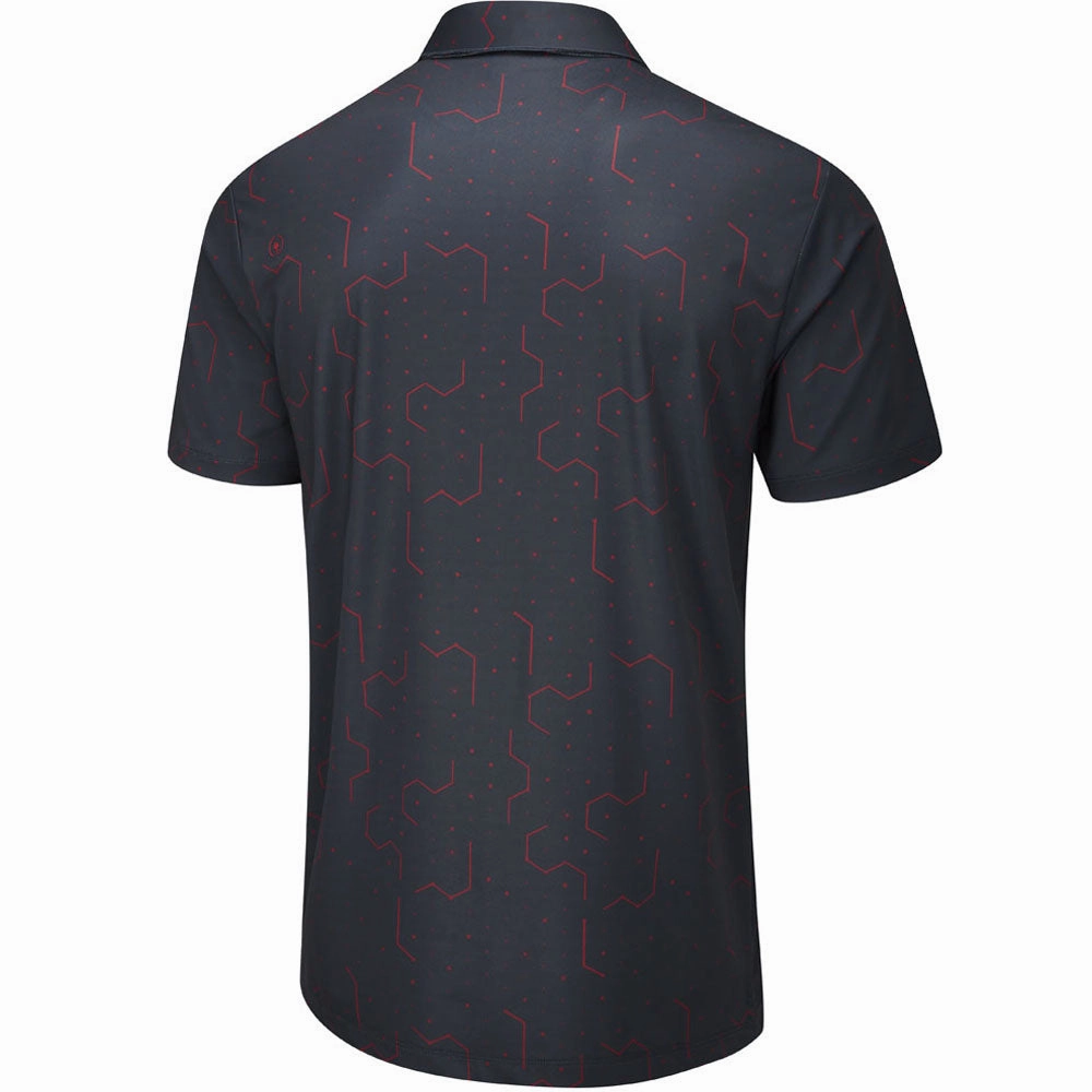 Comfort Apparel Fashionable Ease Ping Geo Polo Shirt - Navy/Firebrick