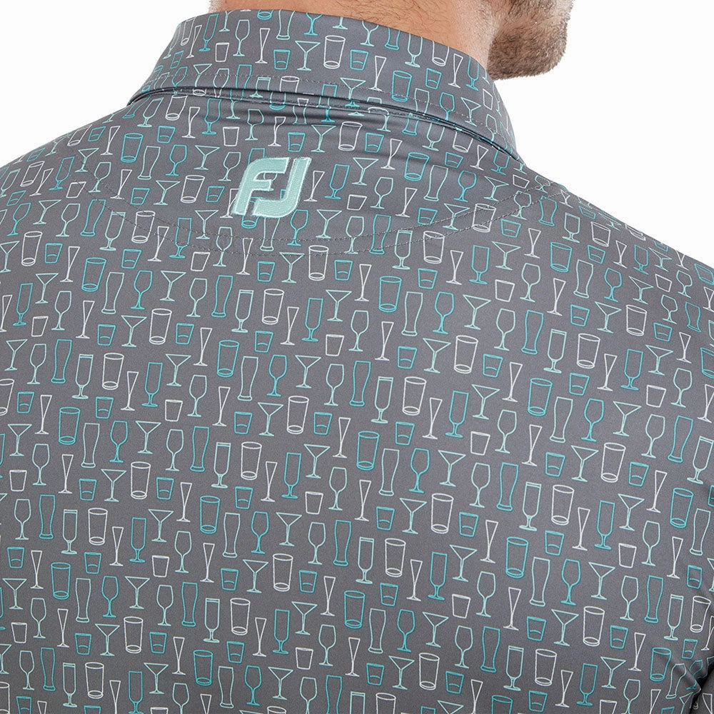 Sporty and Stylish FootJoy Glass Print Polo Shirt - Lava