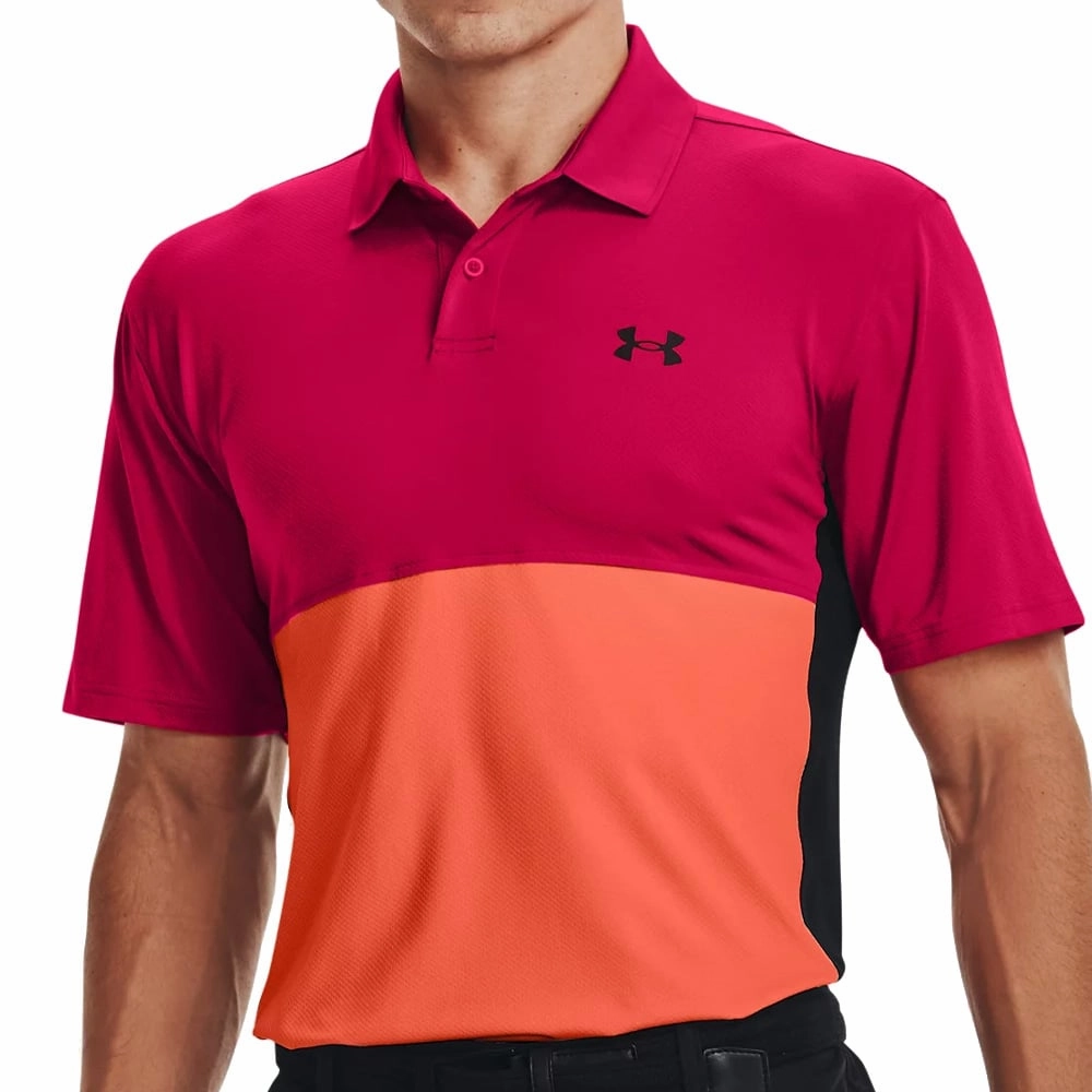 Under Armour Performance Blocked Polo Shirt - Knock Out/Electric Tangerine Leisure Casual Indoor Comfort