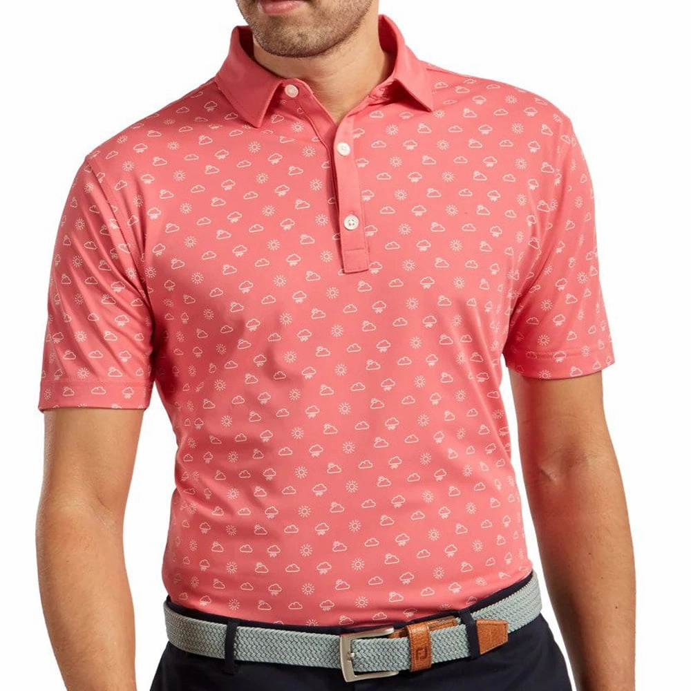 FootJoy Smooth Pique Weather Print - Cape Red Durable Color Retention Anti Odor Technology