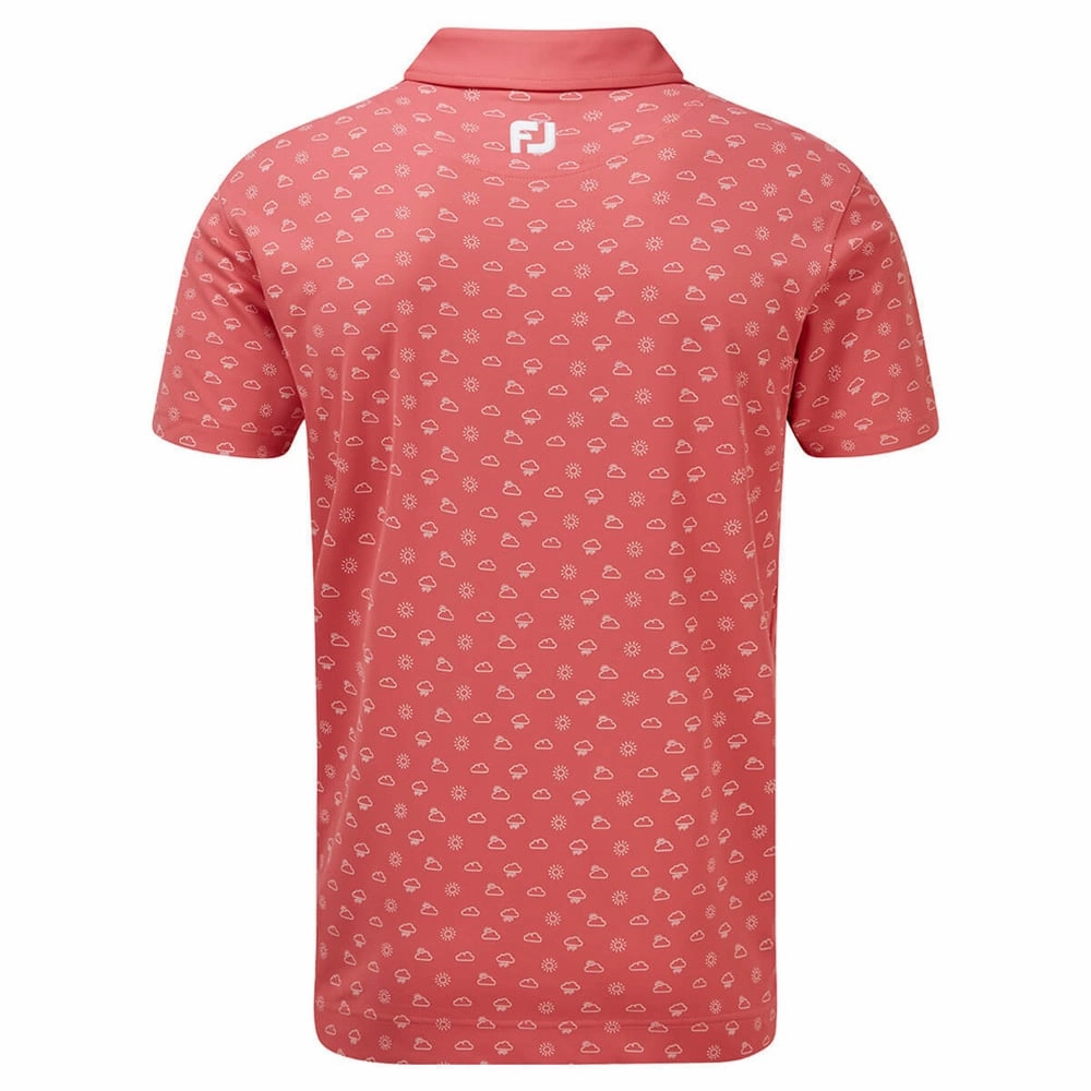 Travel Essential Compact Stitch Pattern FootJoy Smooth Pique Weather Print - Cape Red