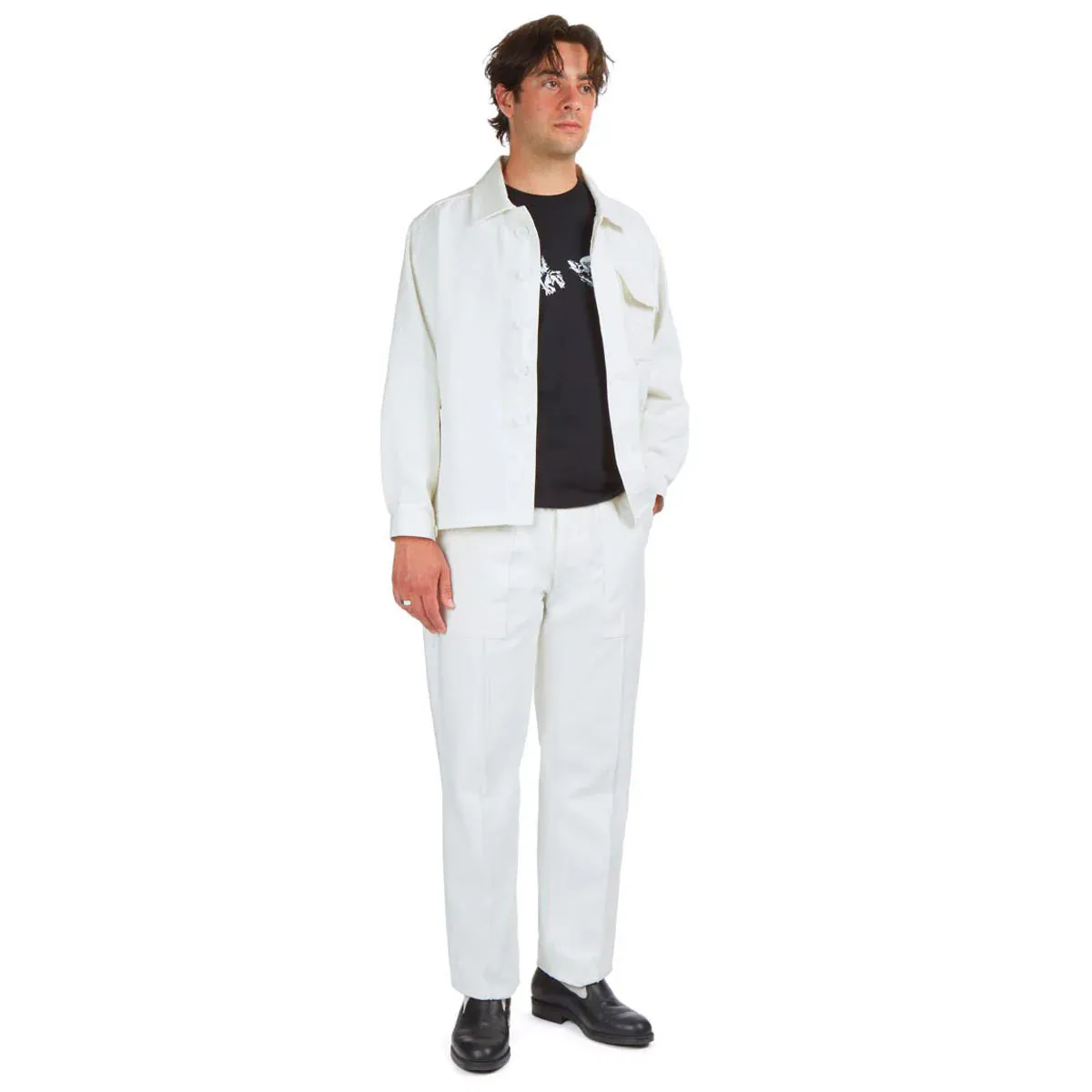 CCS French Cropped Chore Jacket - White Lightweight Material Non Bulky Design