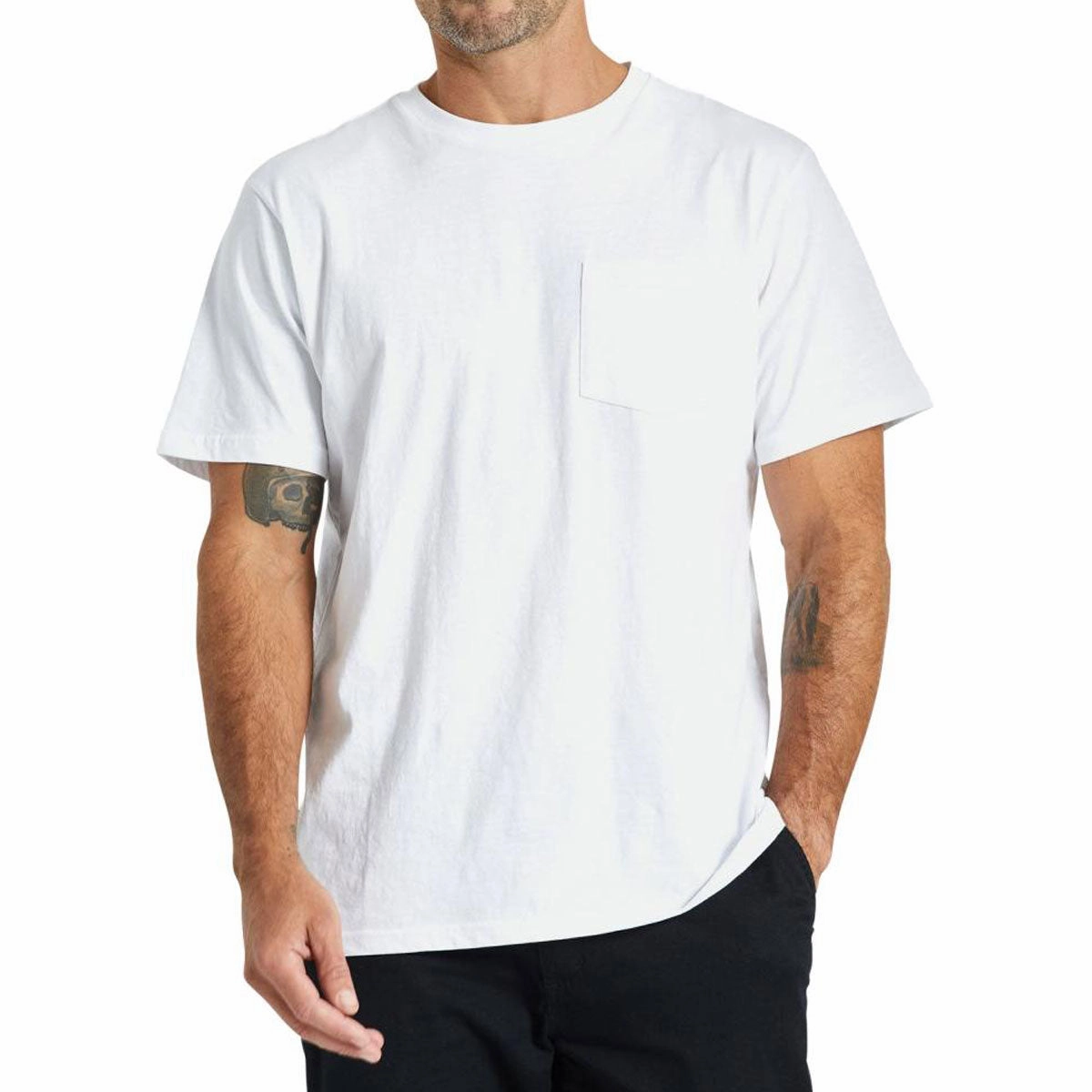 Brixton Premium Cotton Pocket T-Shirt - White Elegant and Relaxed Versatile Piece