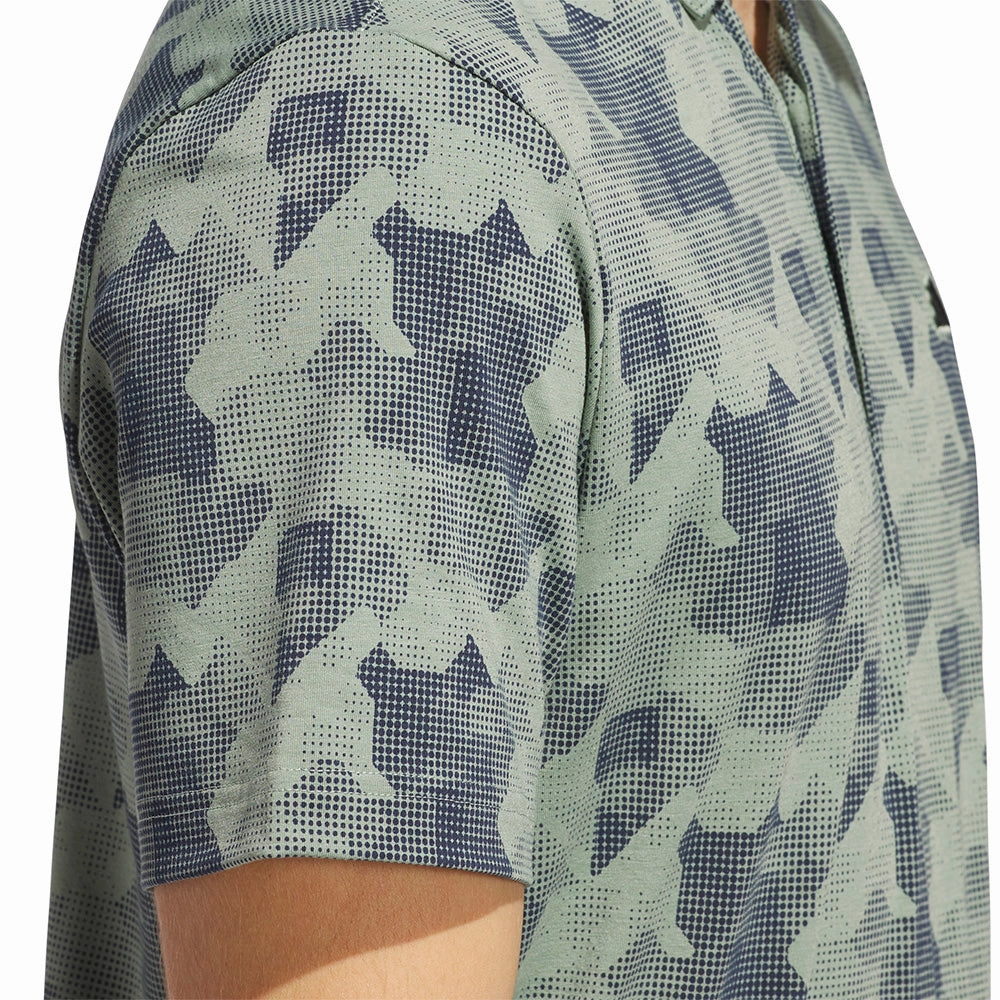 adidas Go-To Printed Polo Shirt - Silver Green/Collegiate Navy StretchFabric Layered Style