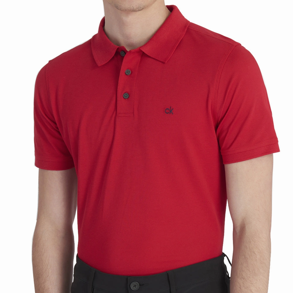 Calvin Klein Planet Polo Shirt - Red Scoop neck femininity