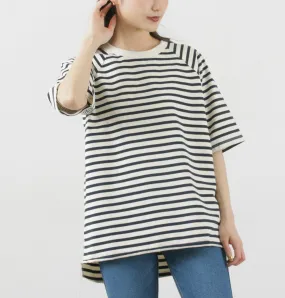Odor-resistant HAVE A GOOD DAY / Stripe Loose Short Sleeve T-Shirt