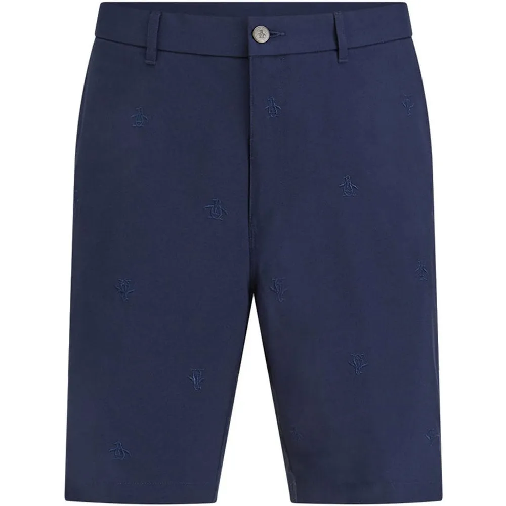 Anti Static Treatment low - rise Original Penguin All-Over Pete Embroidered Shorts - Black Iris