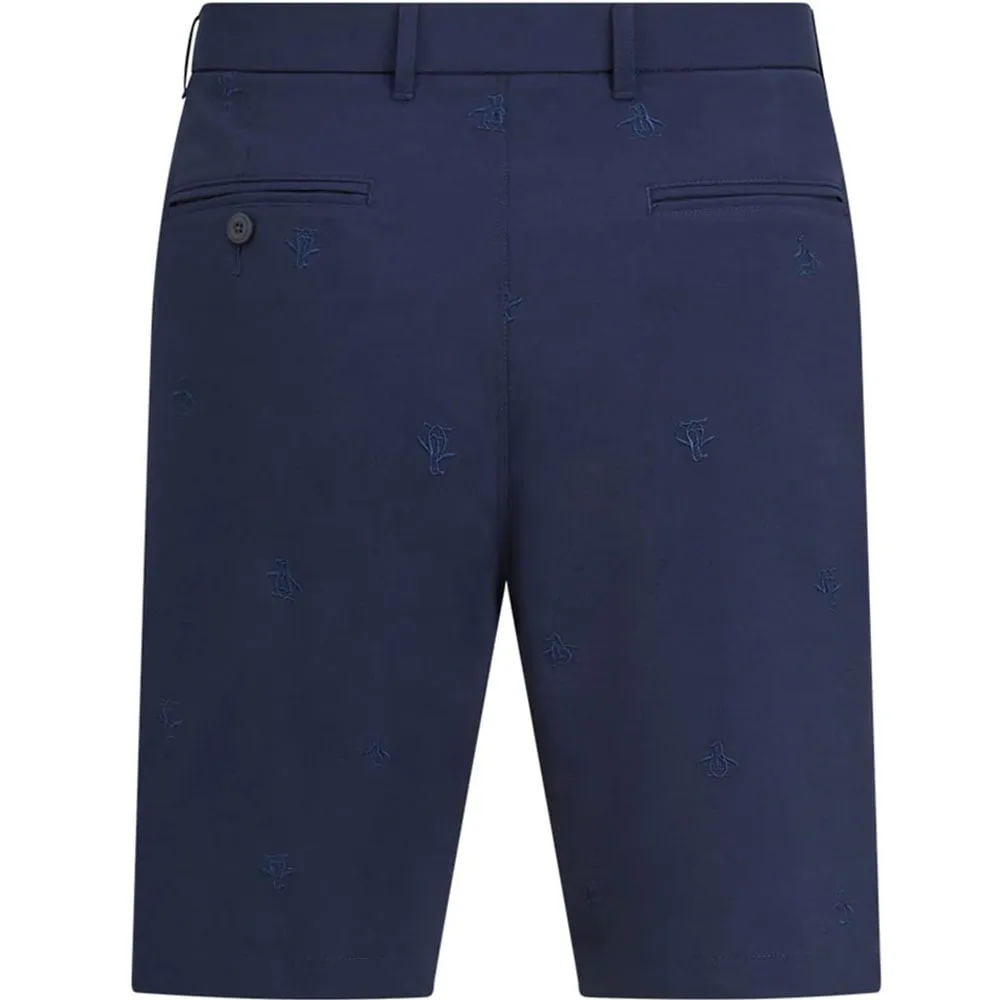 Anti Chafe Seamless RipstopMaterial Original Penguin All-Over Pete Embroidered Shorts - Black Iris