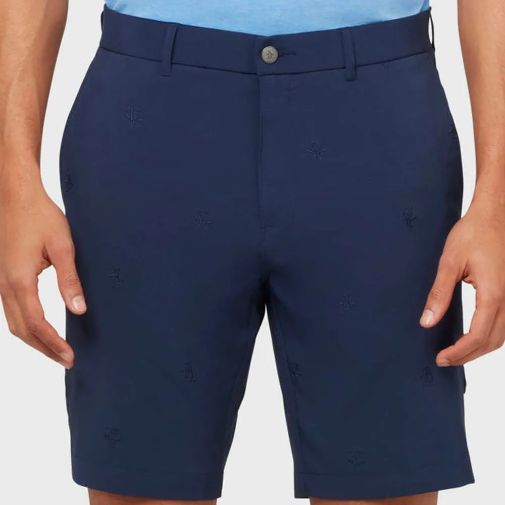Non Slip Inner Grip Original Penguin All-Over Pete Embroidered Shorts - Black Iris