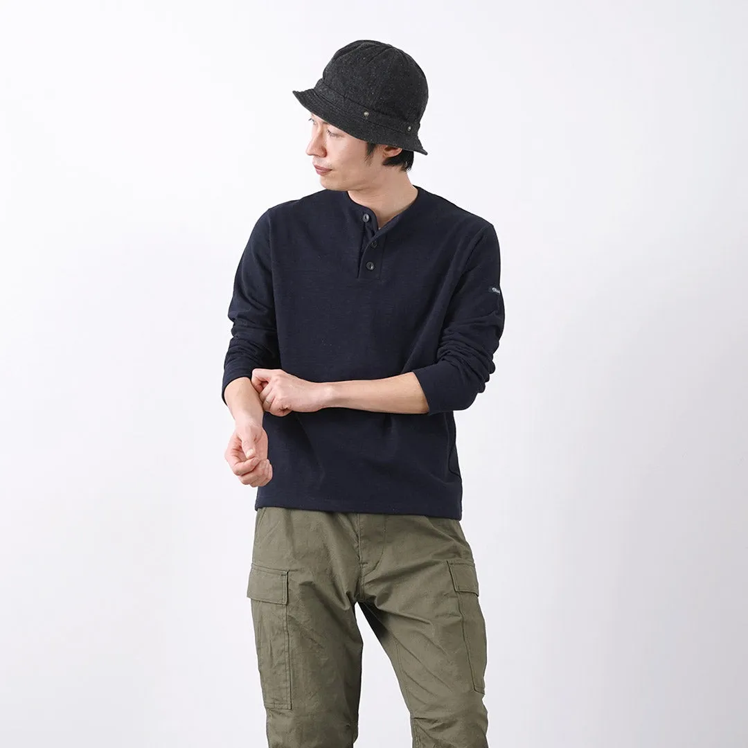 Solid color purity Effortless Layer TIEASY / HDCS Henry neck long sleeve T-shirt