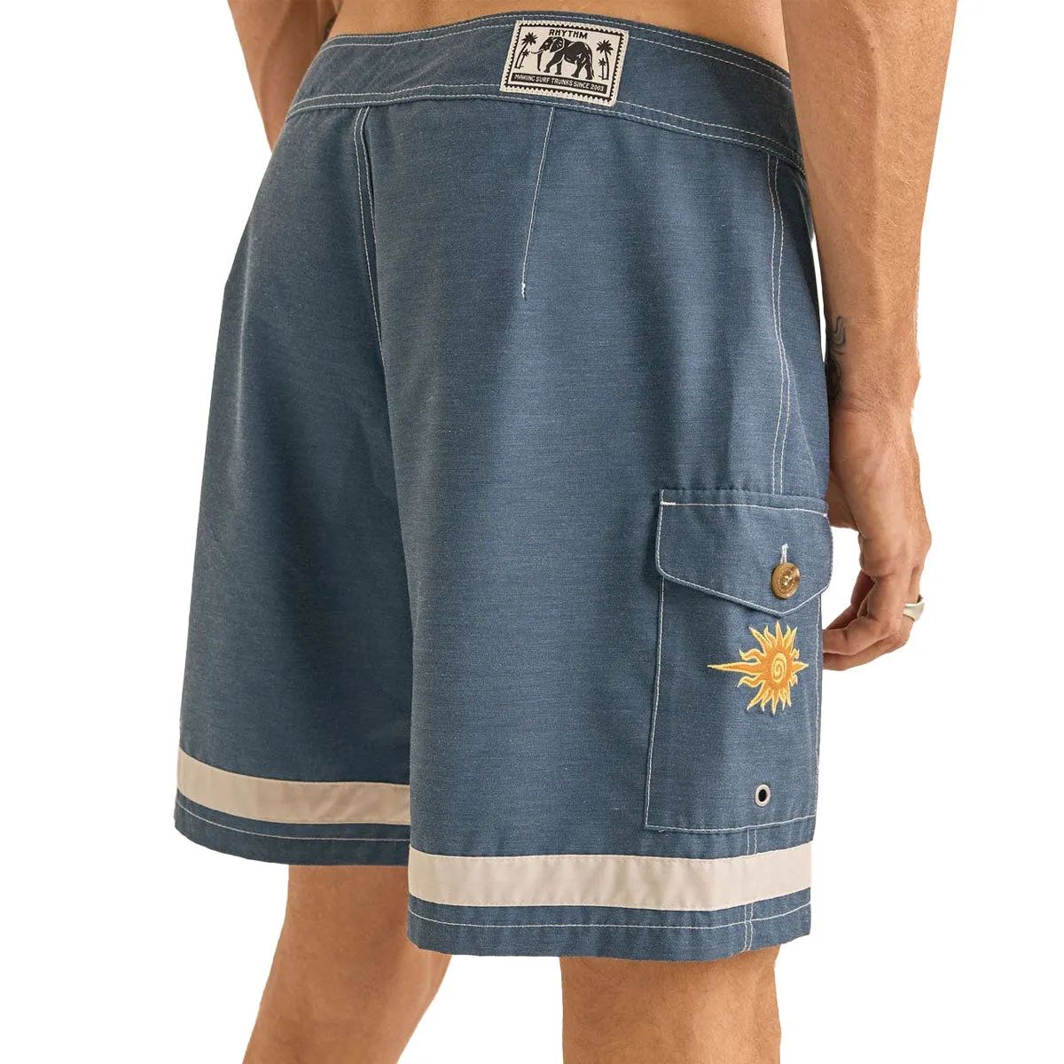 Rhythm Signature Stripe Boardshorts - Navy Durable Construction
