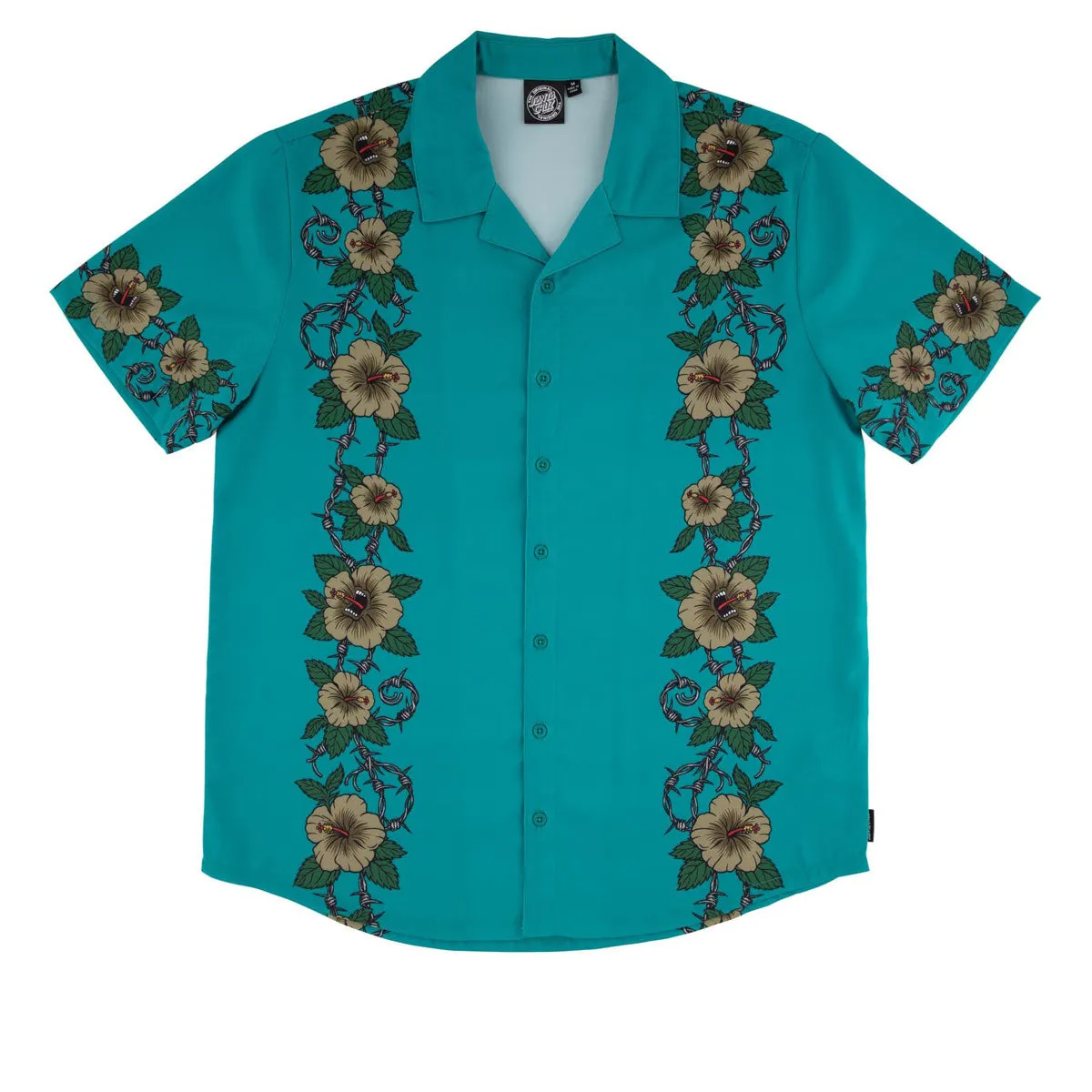 Santa Cruz Screaming Cabana Party Shirt - Tropic Teal bohemian flair
