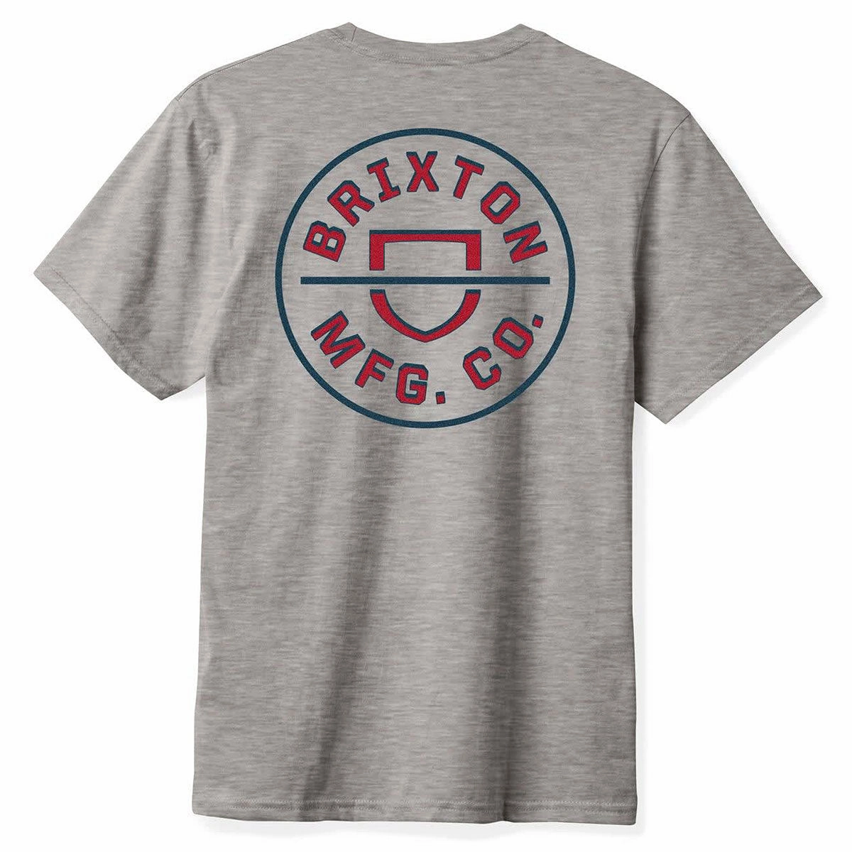 Chic and Cozy Wear Simple and Relaxed Brixton Crest II T-Shirt - Heather Grey/Navy/Dark Red