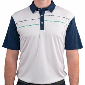 Ping Newton Polo Shirt - White/Oxford Blue Anti Odor Technology
