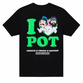 Sporty Comfort Urban Fashion RIPNDIP x Cheech & Chong I Love Pot T-Shirt - Black