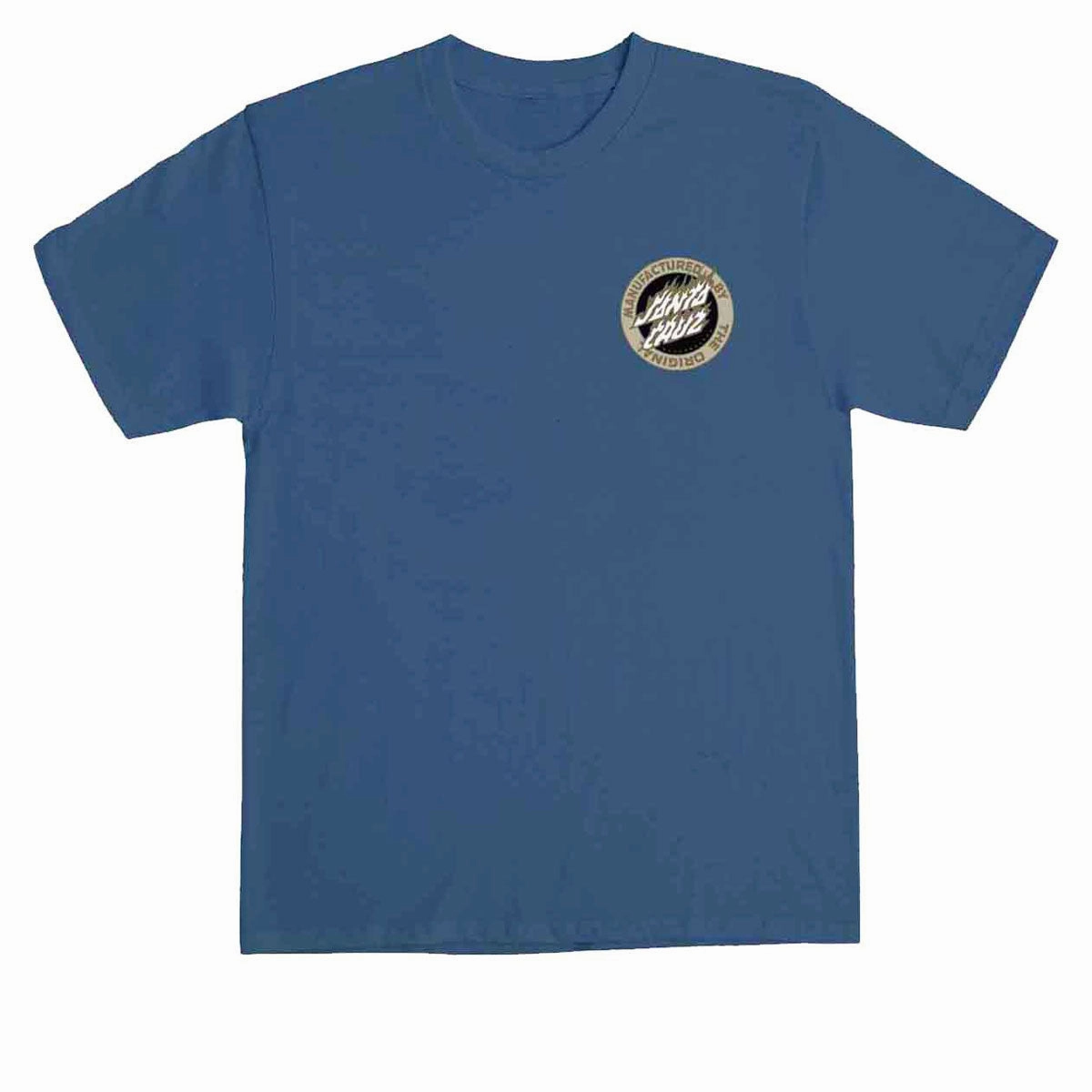 Trendy Look Drop Shoulder Cut Santa Cruz Flamed MFG Dot T-Shirt - Blue Dusk