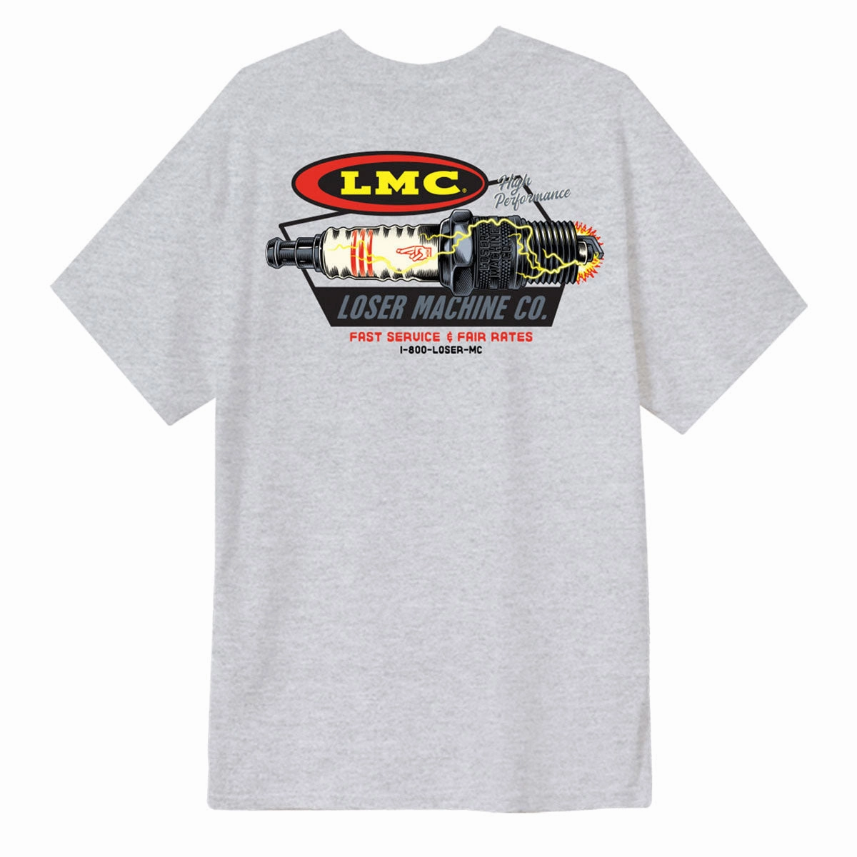 Feminine Appeal Non Irritating Seams Loser Machine Auto Parts Pocket T-Shirt - Heather Grey