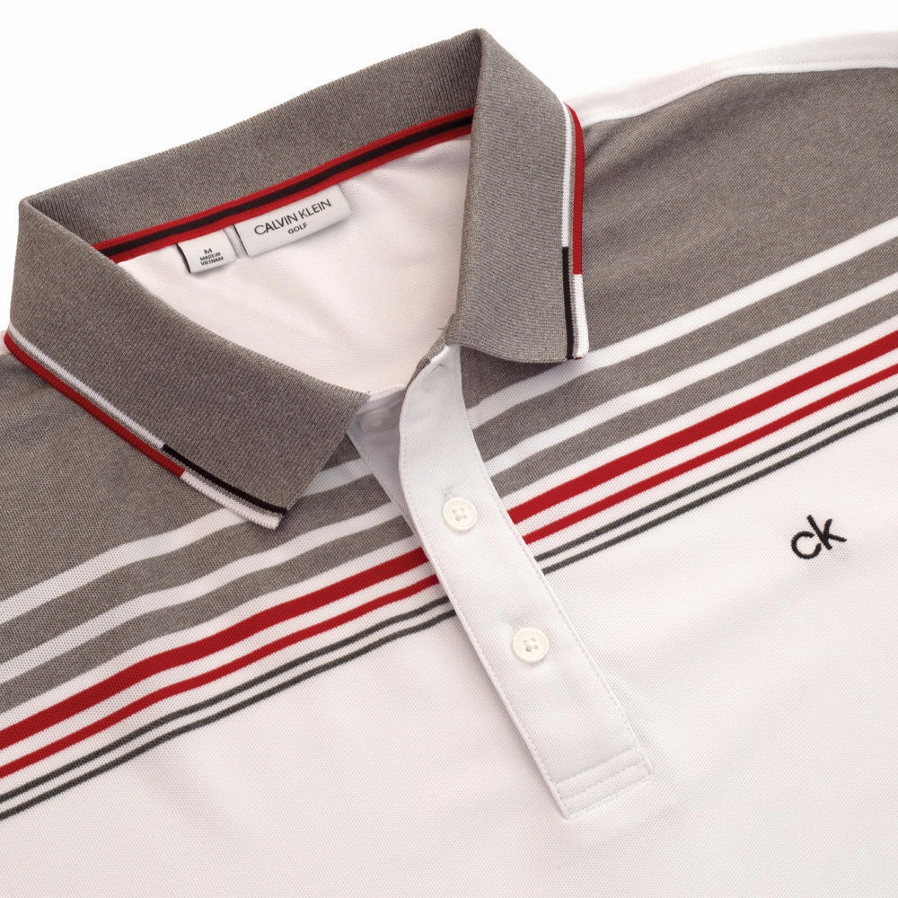 Calvin Klein Nelson Polo Shirt - White/Grey Marl Comfortable clothing Soft Touch Fabric
