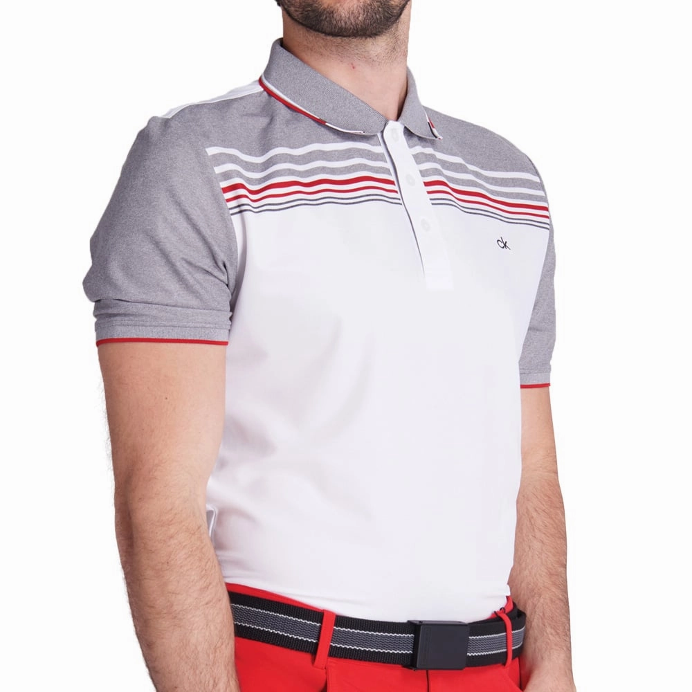 Calvin Klein Nelson Polo Shirt - White/Grey Marl All-Day Comfort Wear
