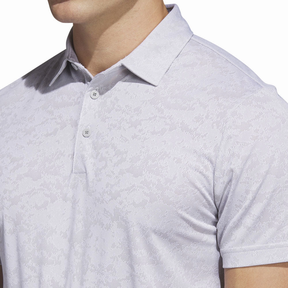 Sporty Layer Look Cozy Feel adidas Textured Jacquard Polo Shirt - White/Grey Two