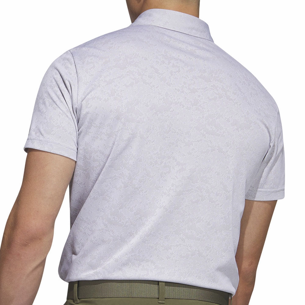 Cool and Chic adidas Textured Jacquard Polo Shirt - White/Grey Two