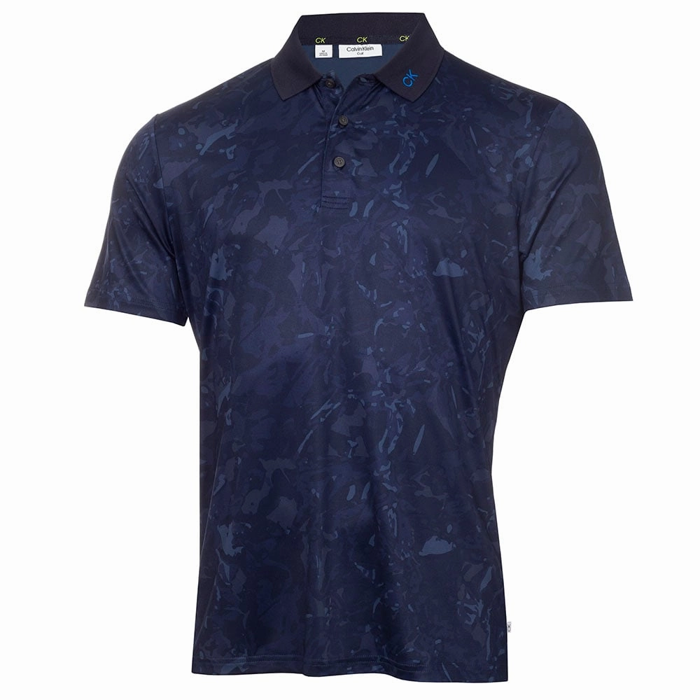 Calvin Klein Grunge Print Polo Shirt - Navy Soft and Light