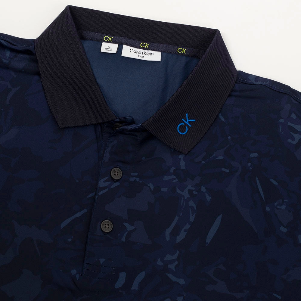 Seam Free Edging Calvin Klein Grunge Print Polo Shirt - Navy