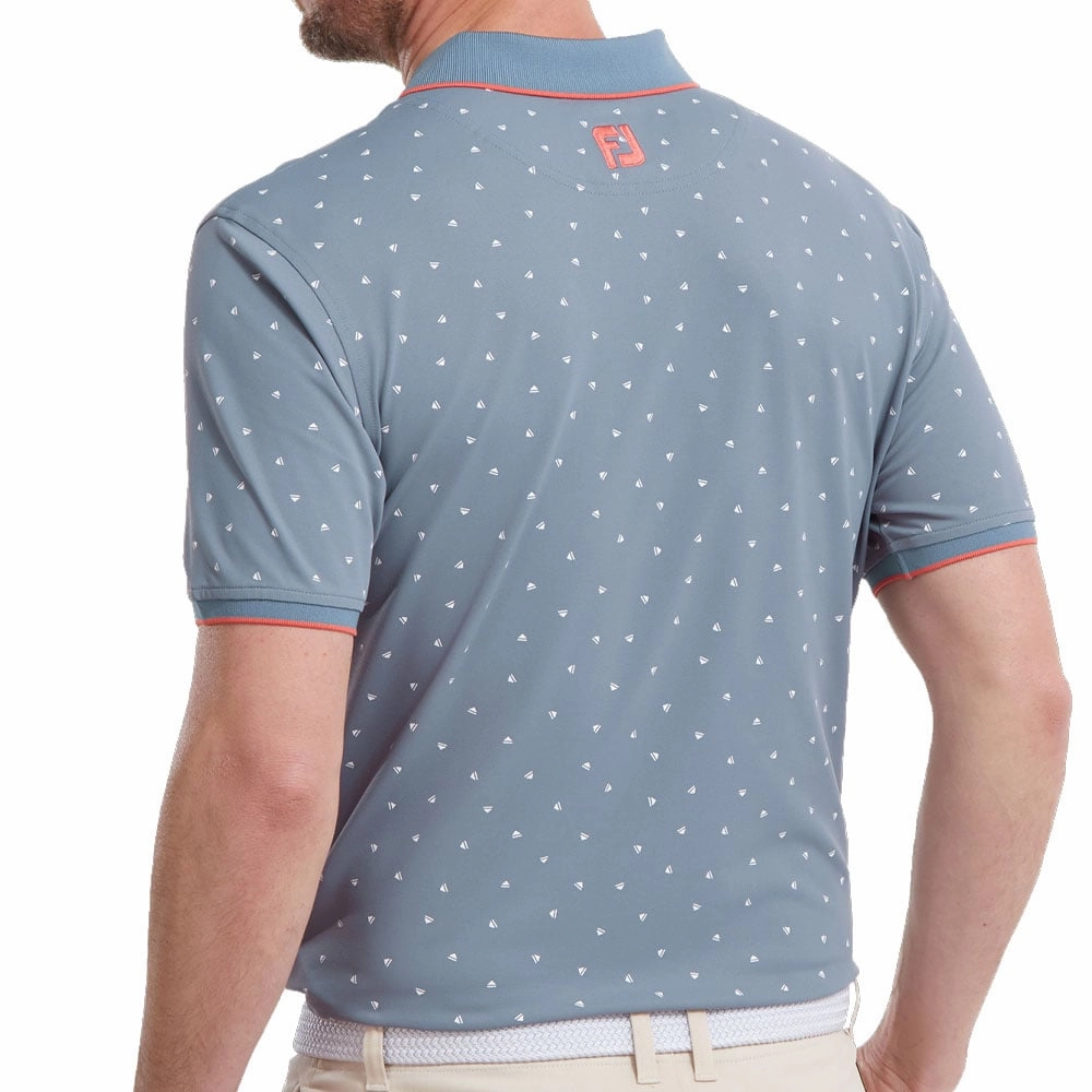 Playful Design FootJoy Push Play Print Pique Polo Shirt - Graphite/White