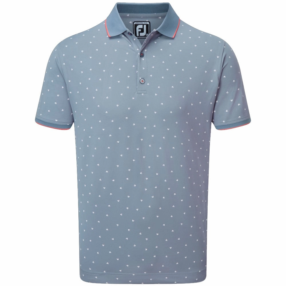 Compact Stitch Pattern FootJoy Push Play Print Pique Polo Shirt - Graphite/White
