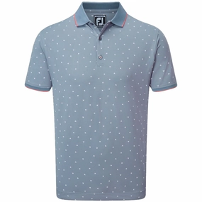 Compact Stitch Pattern FootJoy Push Play Print Pique Polo Shirt - Graphite/White