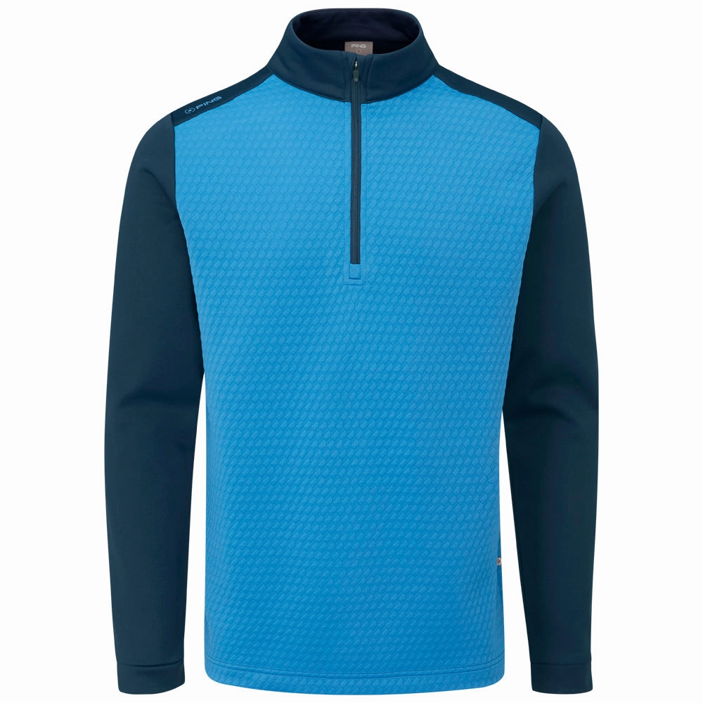 Tall Length Beach Wear Ping Nolan 1/4 Zip Pullover - Tidal Blue/Navy