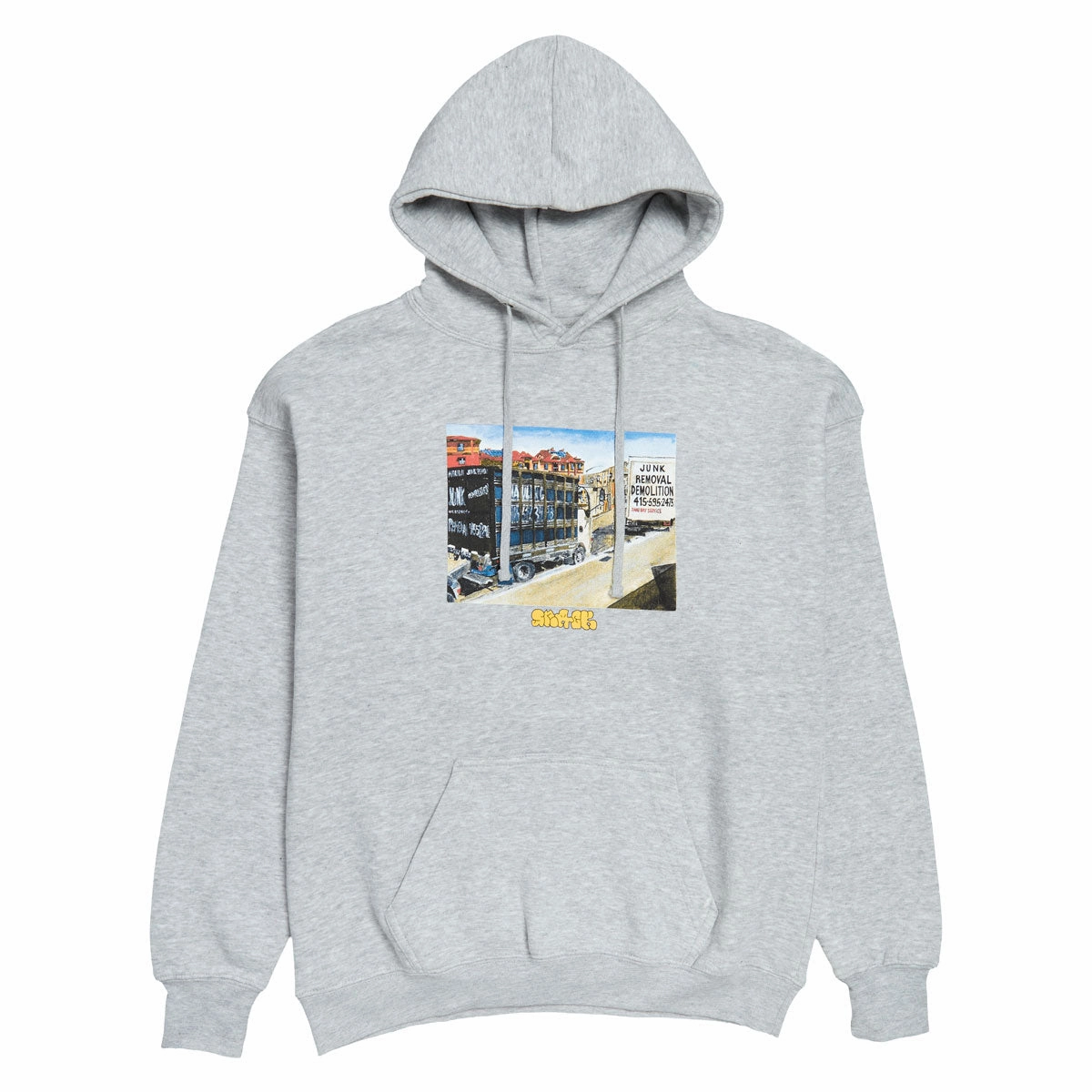 Snack Junk Removal Hoodie - Grey half zip Polyester Blend