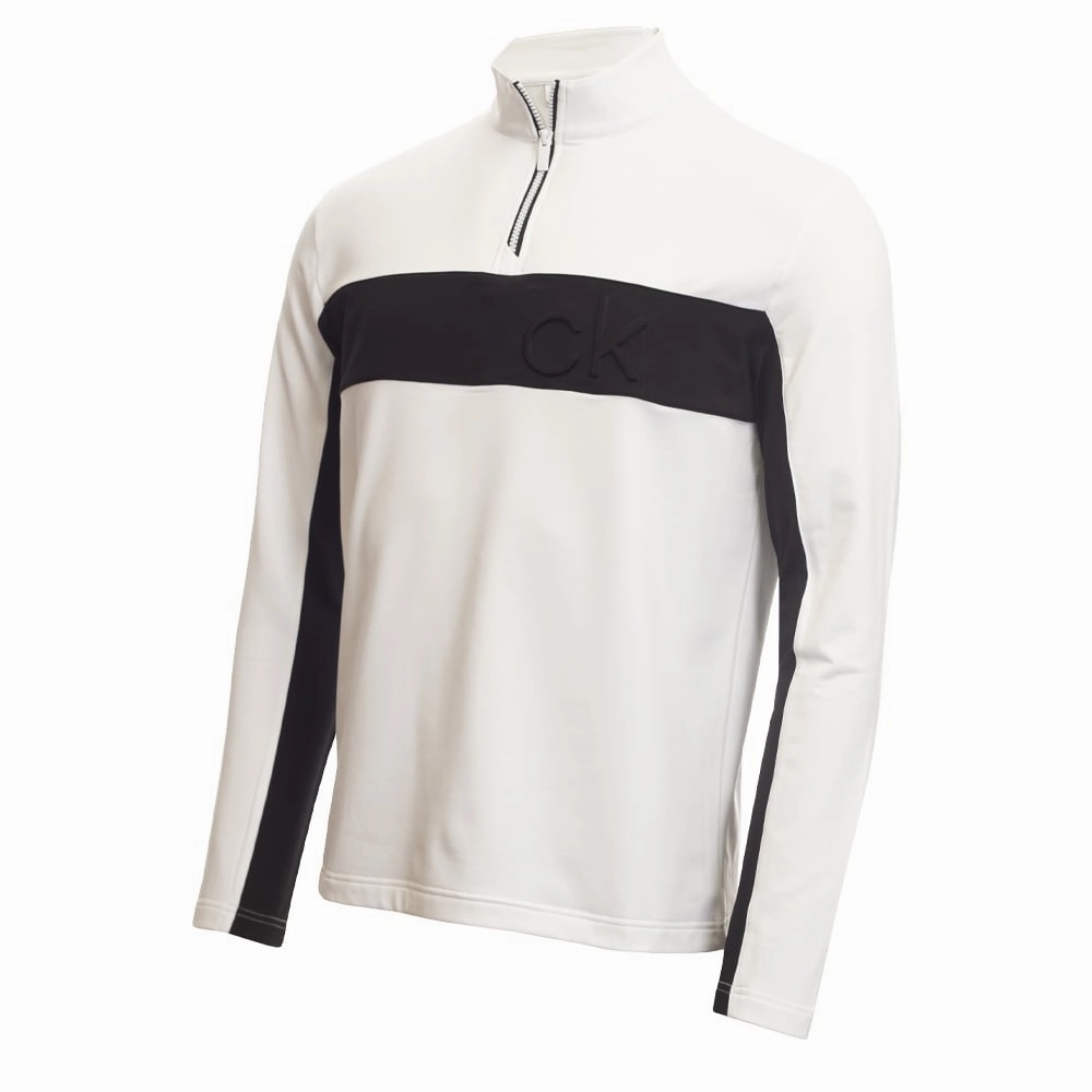 Casual Hoodie Style Warm Apparel Calvin Klein Embossed Half Zip Insul-Lite Pullover - White/Black
