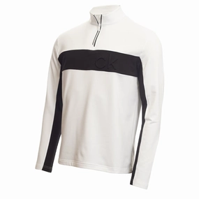 Casual Hoodie Style Warm Apparel Calvin Klein Embossed Half Zip Insul-Lite Pullover - White/Black