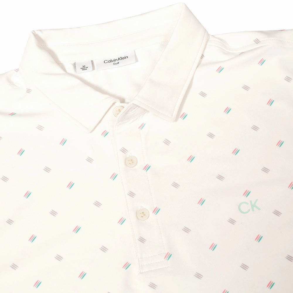 sporty and comfortable Calvin Klein Treble Strike Print Polo Shirt - White