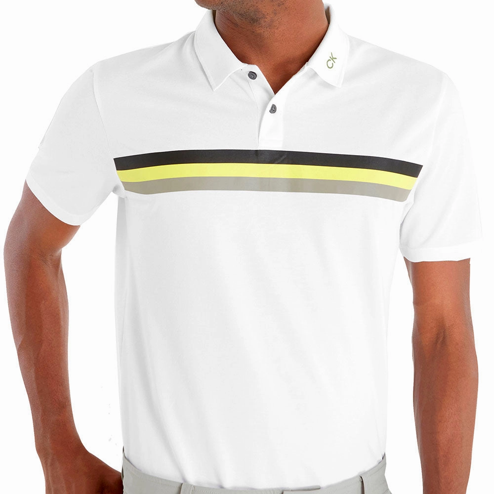 Reinforced Shoulders Stylish Look Calvin Klein Parker Polo Shirt - White/Acid Yellow