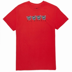 Pig Multi Pig T-Shirt - Red Wicking Interlock Knit