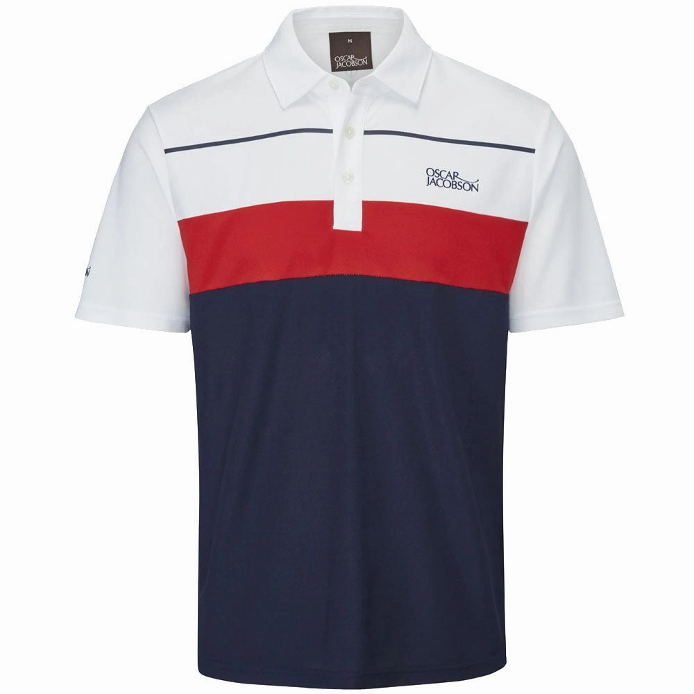 Oscar Jacobson Dodman Polo Shirt - Navy/Jewel Red Comfy Layer Wear Hypoallergenic Textile