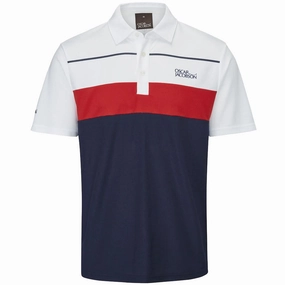 Oscar Jacobson Dodman Polo Shirt - Navy/Jewel Red Comfy Layer Wear Hypoallergenic Textile