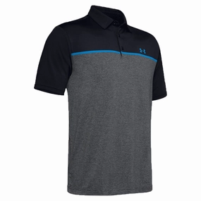 Under Armour Playoff Polo Shirt 2.0 - Black/Pitch Grey/Electric Blue Light Fit Seamless Edging