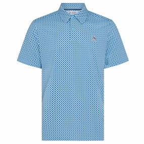 V neck style Urban Fashion Look Original Penguin Pete??s Bowtie Print Polo Shirt - Blue Grotto
