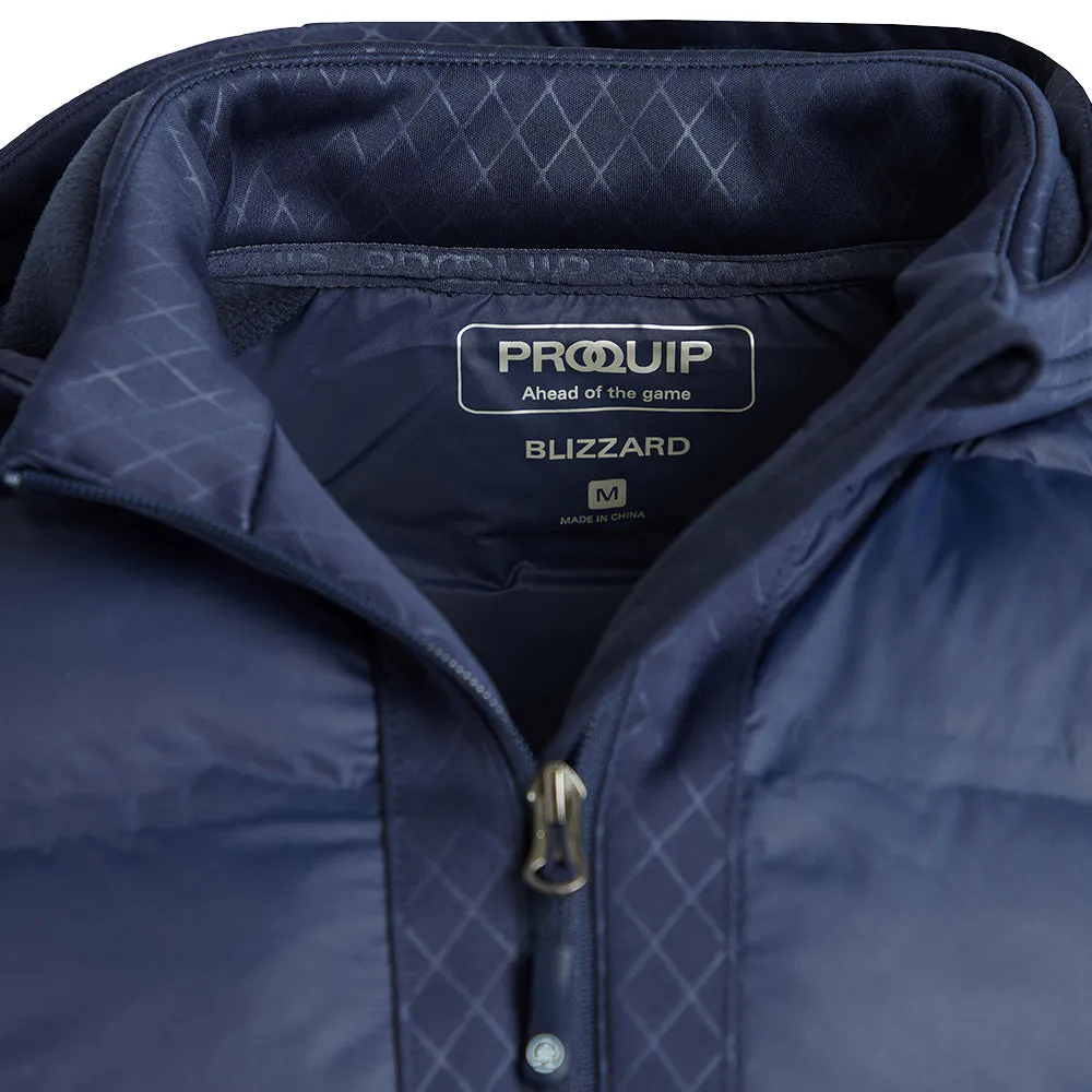 ProQuip Blizzard Quilt Puffer Jacket with Hood - Navy Layered Drape Thermal Lined