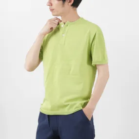 SOGLIA / Cotton Fitted Seamless Henry Neck Knit Tee Lightweight Feel Minimalist Comfort